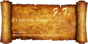 Fridrich Tomor névjegykártya